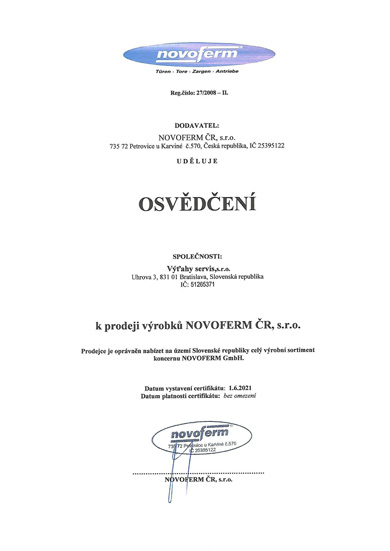 Osvědčení k prodeji výrobků